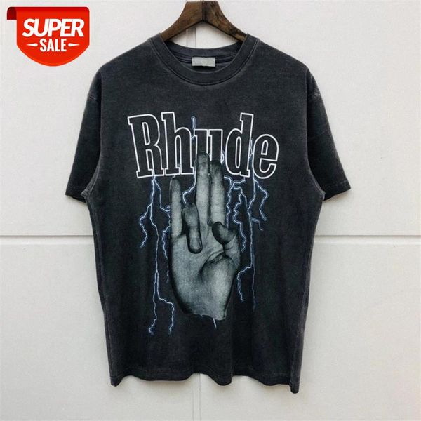 

rhude t shirt men women washed do old summer style t-shirt #oq85, White;black