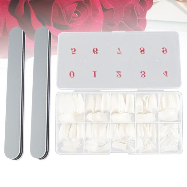 

500pcs creative fake nail pieces stylish nail art tool artificial nails decor diy manicure supplies for female with 1pc bo, Red;gold