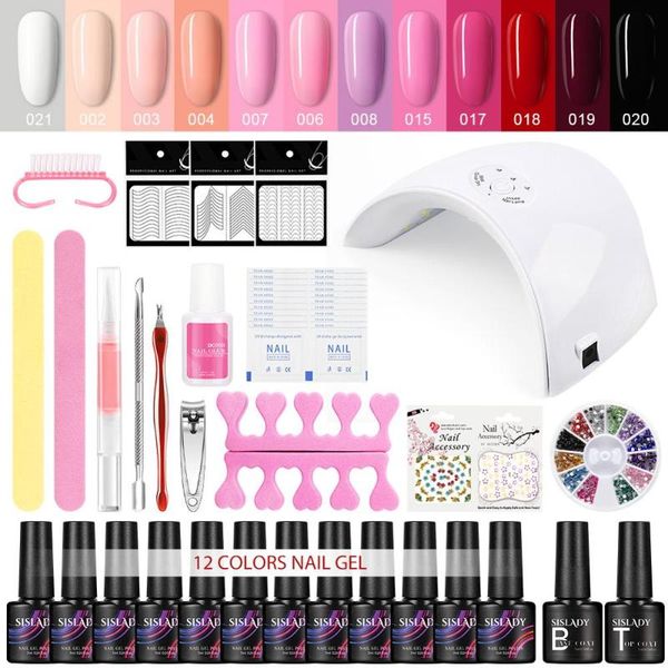 

sislady uv led lamp for nail colors uv gel nail polish kit manicure machine art tools set base varnish semi permanant gel