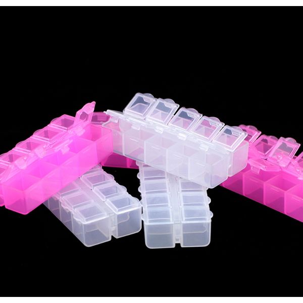 

wlyees small jewelry box white/pink plastic container transparent compartment storage case for diy jewelry beads rectangle boxes wmtjex