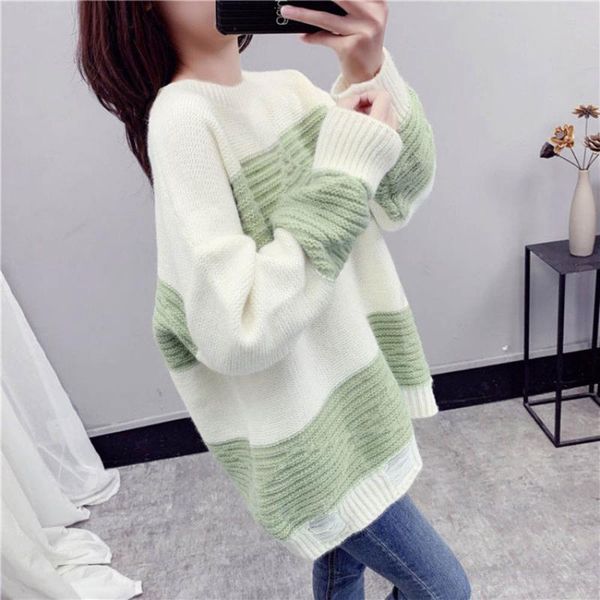 

women's sweaters 2021 fall winter lazy style pullover sweater female korean version loose all-match knit outer wear thick, White;black