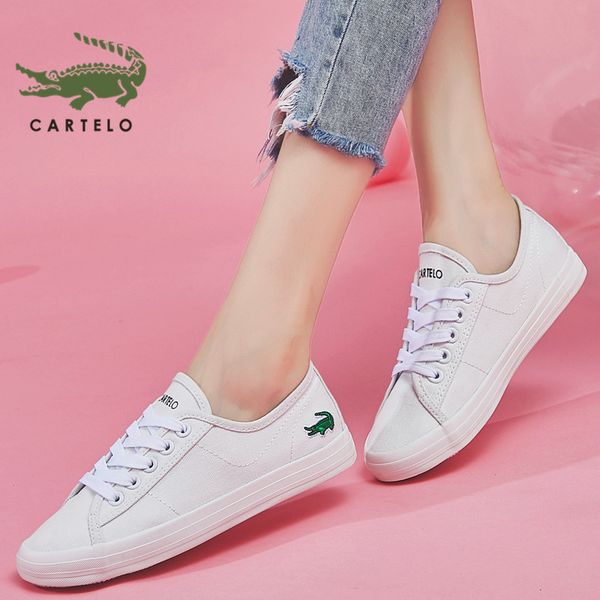 

cartelo fashion comfortable women's shoes lace-up wild casual canvas shoes breathable lightweight white shoes korean simple boar 201202, Black