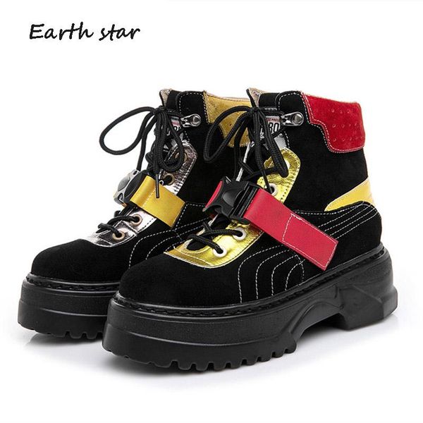 

botas mujer новая повседневная обувь женская платформа martin boots real fashion fashion brand ladies colulsy bootware boots boots, Black