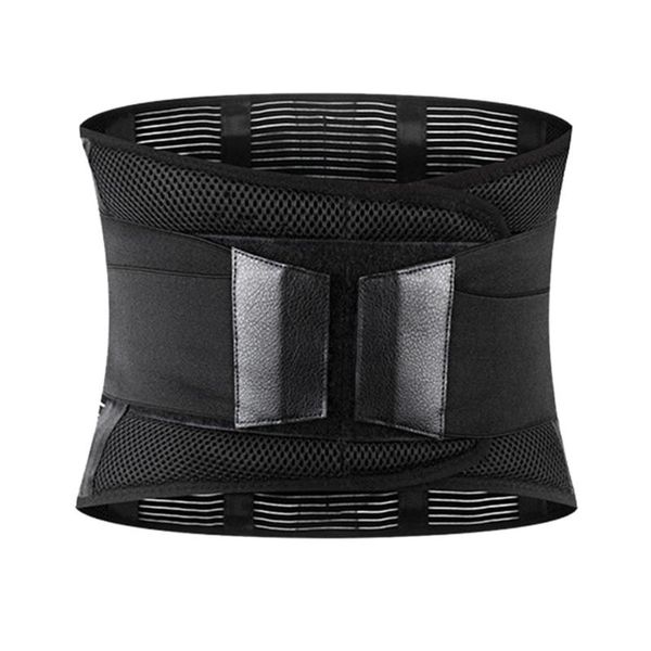 

waist support sports lumbar belt back brace adjustable straps wide protection breathable abdominal for posture lifting,, Black;gray