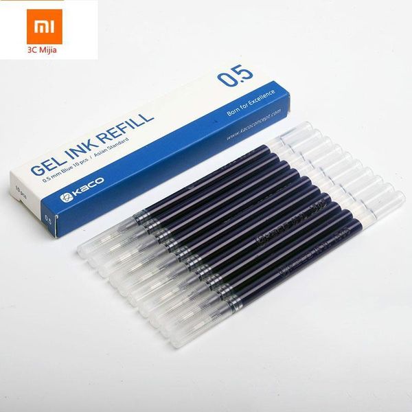

gel pens 10pcs 4colors kaco ink refill standard universal blue black dark-blue red 0.5mm refills for student office1