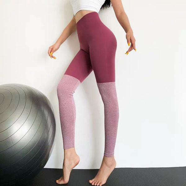 

women contrast color gym sport leggings yoga tight high waist seamless workout athletic tights yoga pants1, White;red