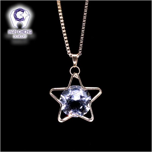 

pendant necklaces fashion hollow star cage created crystal statement necklace women long gold chain & pendants jewelry collier, Silver