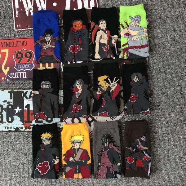 

3d printed anime character naruto man socks cosplay naruto woman socks fun harajuku hip hop skateboard fashion men1, Black