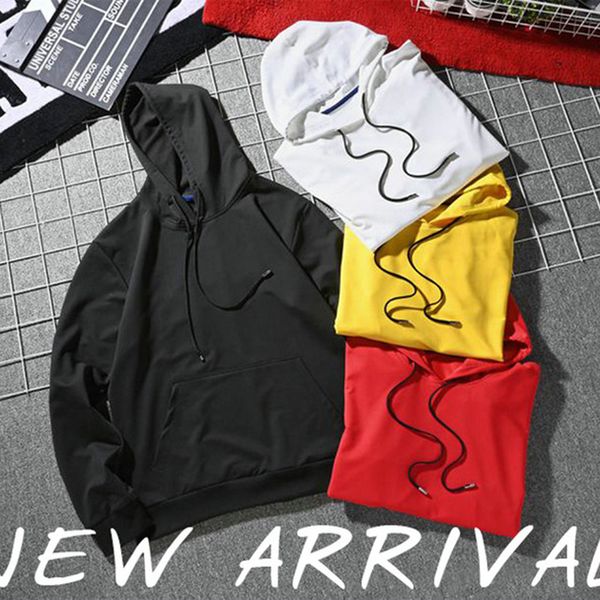 

casual hoodies men solid male o neck hooded sweatshirts women spring autumn polyester 4xl kg-104, Black