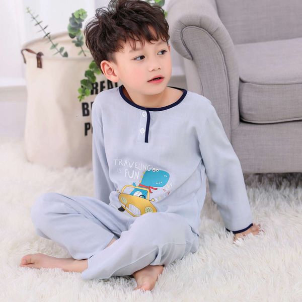 

sve long and 19 autumn slubby spring cotton suit children's summer home baby air conditioning pajamas 360f, Blue;red