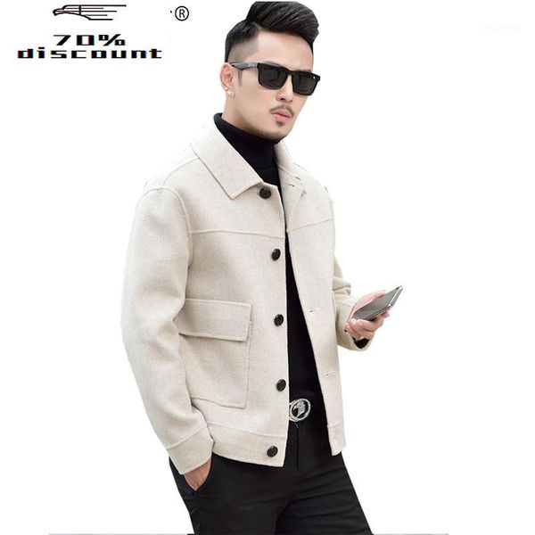 

200% wool coat men short double-sided wool jacket overcoat korean style mens coats and jackets casaco masculino kj29341, Black