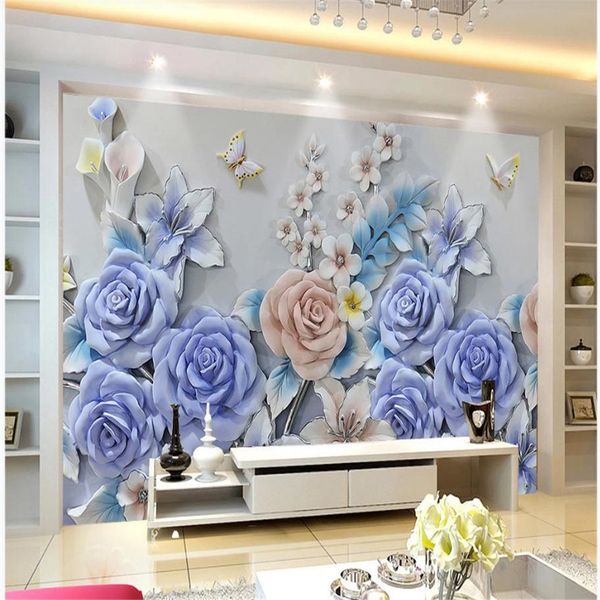 

fashion 3d stereoscopic wallpaper flower embossed background wall 3d embossed wallpapers decorative painting living room mural