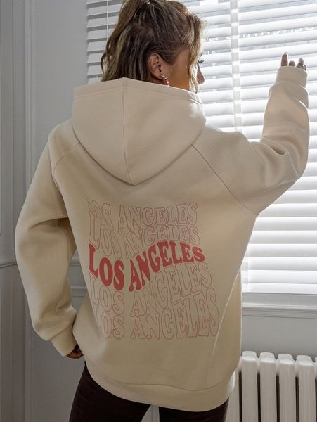 

letter graphic raglan sleeve thermal hoodie z4ng#, White;black