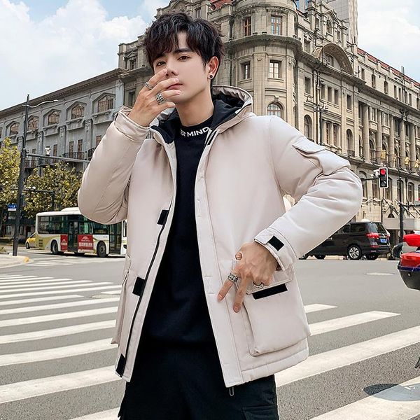 

men's down & parkas tide winter parka mens jacket cotton padded windbreakers warm casual men all-match overcoat outerwear male coats 1, Black