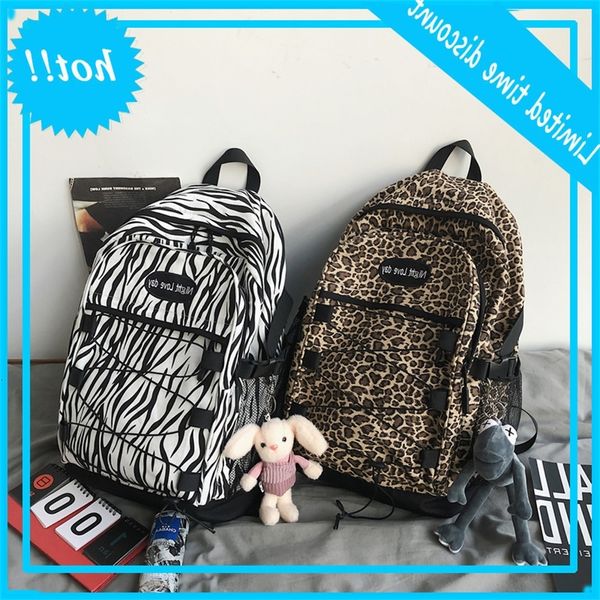

2020 new fashion brand ins men and women leopard backpack for college students