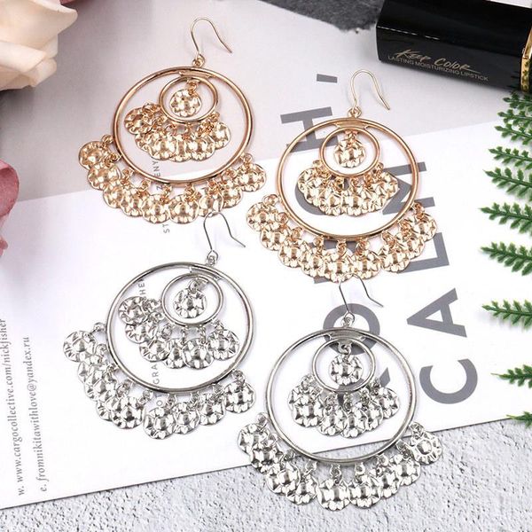 

dangle & chandelier ethnic boho gypsy gold silver color earrings for women 2021 vintage round alloy tassel ladies