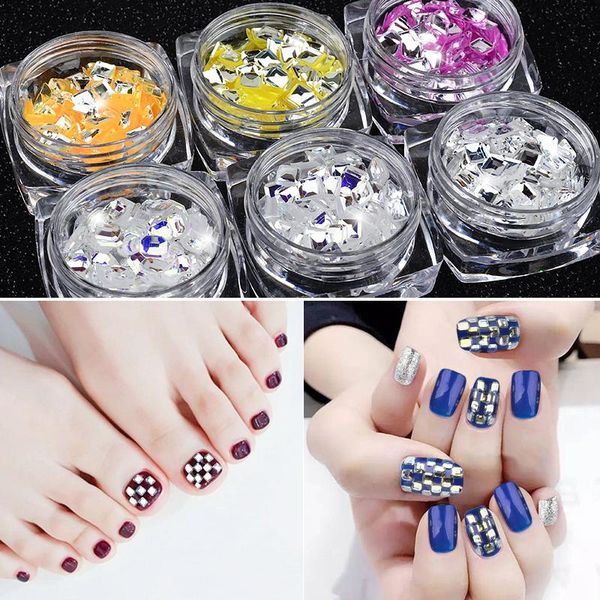 

nail art decorations glitter silver small square rectangular laser mirror flash drill decoration, Silver;gold