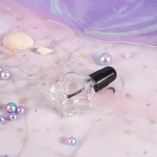 

1pcs 5ml plum flower empty nail polish bottle with black small brush nail art container glass oil bottles1