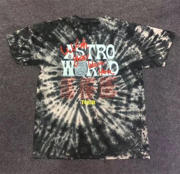 

19ss astronaut black tie die astroworld tee t shirt men women 1:1 travis scott hip hop t-shirts, White;black