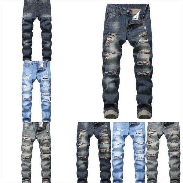 

mzrie pants streetwear men korean streetwear jeans woman tie dyed hole brand man jeans denim hybskr woman casual oversize fashion, Black