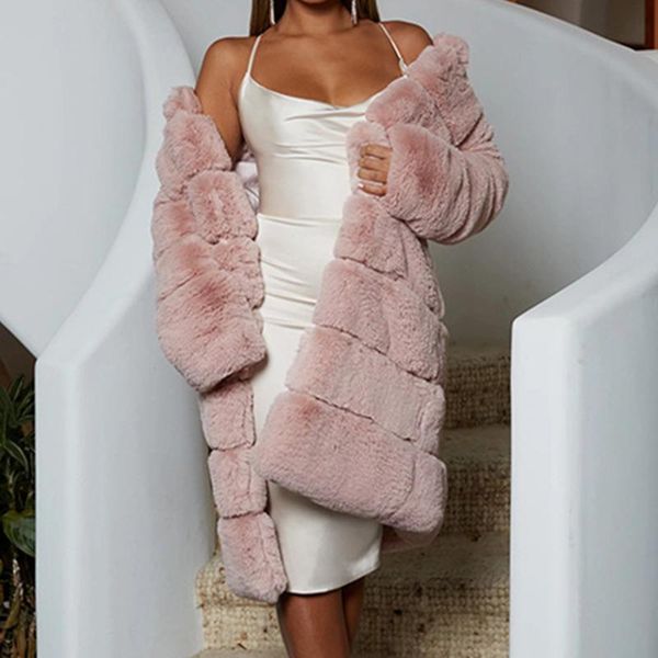 

2020 new winter women coat slim elegant ladies outerwear fake fur fashion female faux fur thick warm casual high quatily, Black