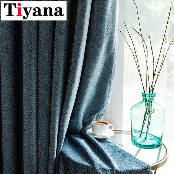 

curtain & drapes modern geometric blackout curtains for bedroom double-sided jacquard shade thick chenille living room window drapery m131z1