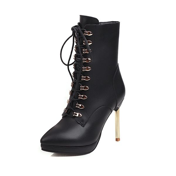 

2021 women's size 22-26.5cm pointed toe european and heels short stuffed winter boots u4gm, Black