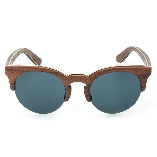 

semi-rimless wood womens round bamboo polarized sunglasses luxury men lens ocivj, White;black