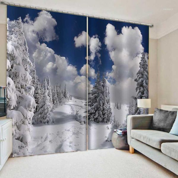 

luxury blackout 3d window curtains for living room bedroom blue sky white snow curtain nature scenery curtains1