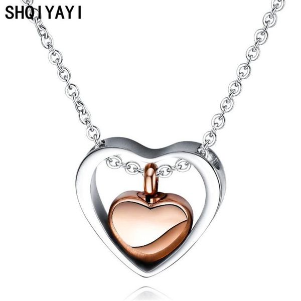 

shqiyayi perfume bottle heart pendant necklace for women stainless steel bride wedding party jewelry anniversary gifts o1516, Silver