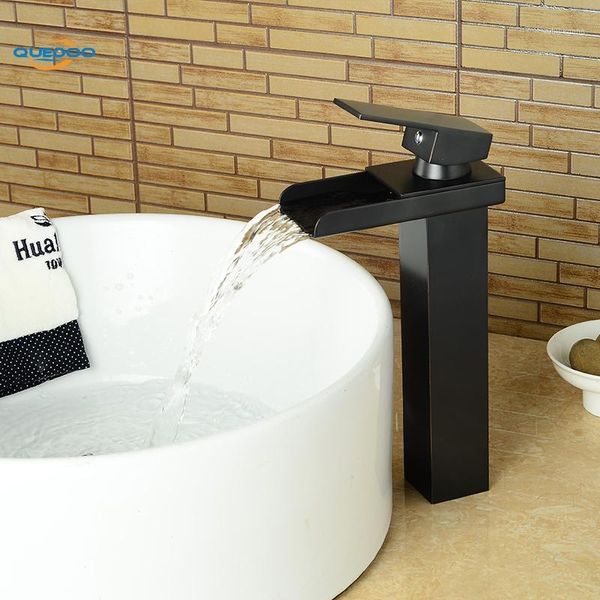 

bathroom sink faucets waterfall spout faucet basin single handle deck mount oil rubbed bronze finished mixer taps1