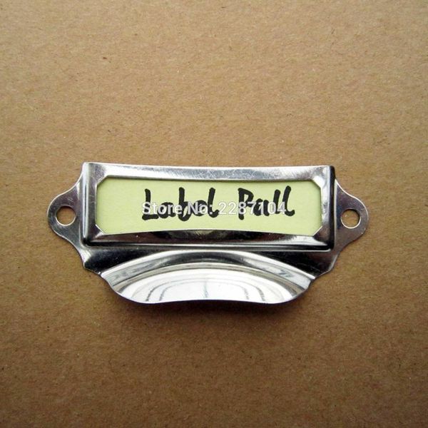 

12pcs brass vintage silvery metal furniture cabinet drawer label pull frame handle file name card tag holder 28x69mm jllfbm yeah2010