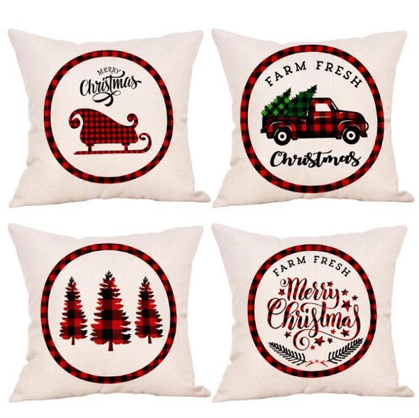 

christmas pillowcase truck xmas tree holding cover linen cartoon cushion covers embroidered pillow cases decoratio 45*45cm dhf2245