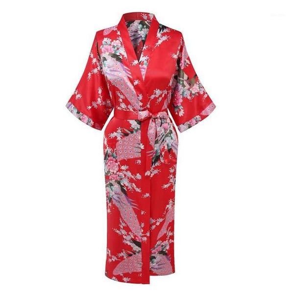 

wholesale- red chinese women silk rayon robe dress bridemaids wedding nightgown kimono bathrobe size s  l xl xxl xxxl a-1081, Black;red