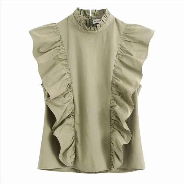 

new women elegant agaric lace stand collar solid casual smock blouse ladies chic pleated ruffles femininas shirts, White