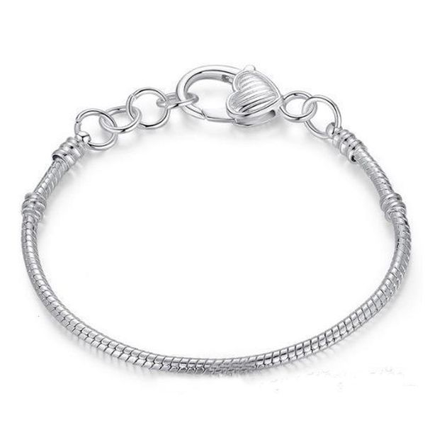 

chain charm snake bracelets 3mm 925 sterling silver fit pandora charms bead bangle bracelet fashion jewelry diy gift for