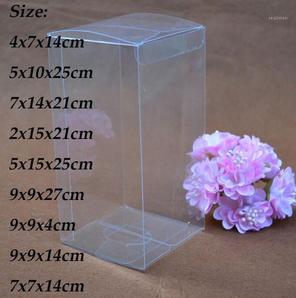 

10pcs/lot small 9 sizes pvc box rectangle clear gift display box cosmetic crafts packaging transparent plastic pvc boxes1
