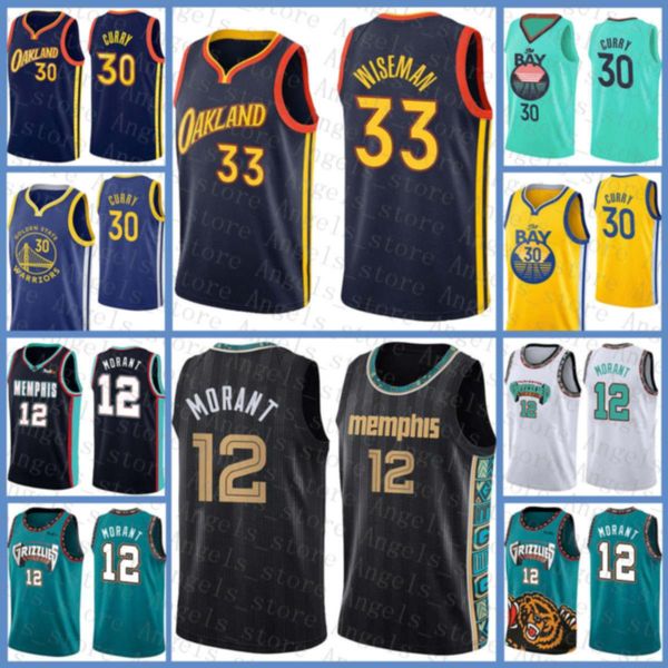 

stephen 30 curry james 33 wiseman ja 12 morant golden new state warriors jersey memphis grizzlies new basketball jersey grey, Black;red