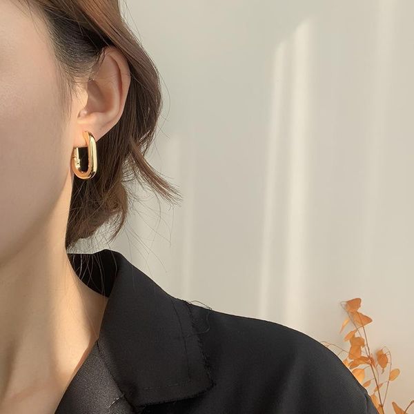 

hoop & huggie european and american simple design geometric hollow square earrings metal cold wind net red fashion light luxury earri, Golden;silver