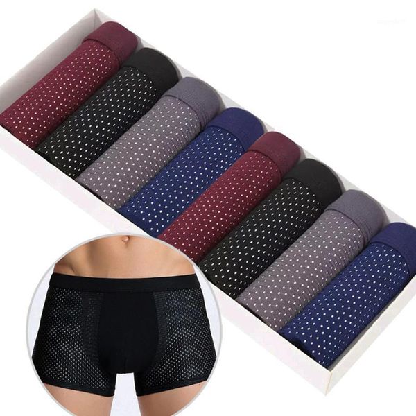

8pcs/lot plus size boxers men ice silk bamboo fiber boxer shorts underpants male mesh cool breathable underwear1, Black;white