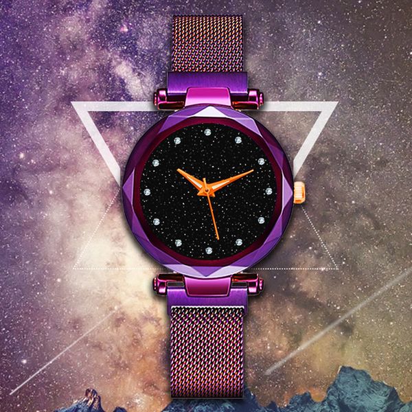 

net red the same model of star studded diamond lazy magnet button women's watch, Slivery;brown