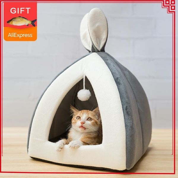 

sell pet cat bed indoor kitten house warm small for cats dogs nest collapsible cat cave cute sleeping mats winter products