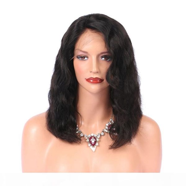 

zhifan front lace wig curly loose wave short style short bob human hair wig for black women, Black;brown