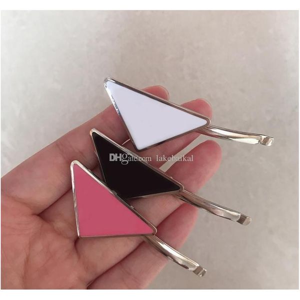 

selling triangle letter hair clip women girl triangle barrettes with stamp fashion hair access sqccly beauty888, Golden;silver