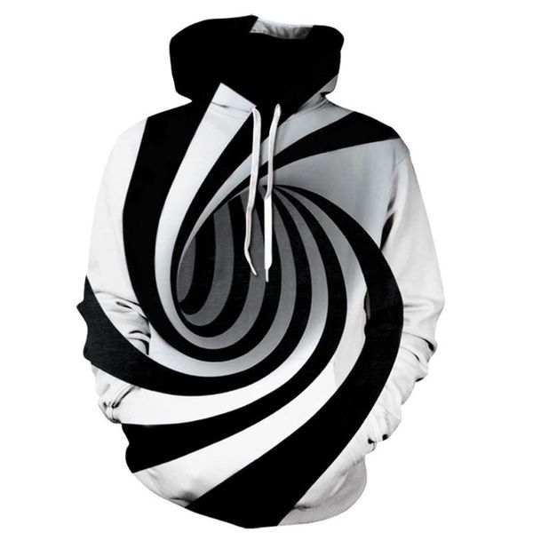 

3d digital vortex printed hoodies for men sweatshirts long sleeve hooded sweatshirt loose casual oversized hoodie 2021 new, Black