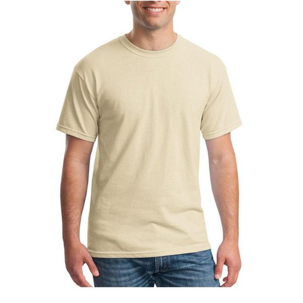 

solid color cotton quality men's t-shirt casual short sleeve crew neck male tees wx26 sol sqctvd, White