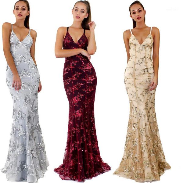 

v-neck sequin evening dress spaghetti straps formal dresses evening gown prom champagne and gold dress vestidos elegantes1, White;black