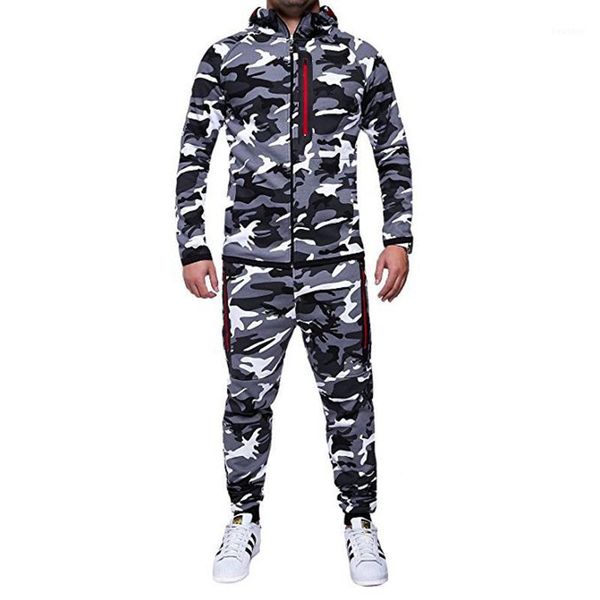 

tracksuit men camouflage hoodies pants sets sweatshirts hoodies mens sportswear suits jaqueta masculina t-shirt man's1, Gray