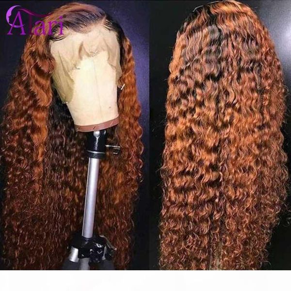 

hd lace wig deep wave frontal wig glueless deep curly lace front for black women peruvian virgin colored human hair wigs, Black;brown
