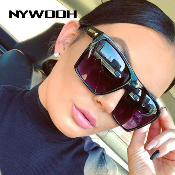 

sunglasses nywooh men square women luxury vintage oversized sun glasses ladies fashion big frame eyeglasses uv400, White;black
